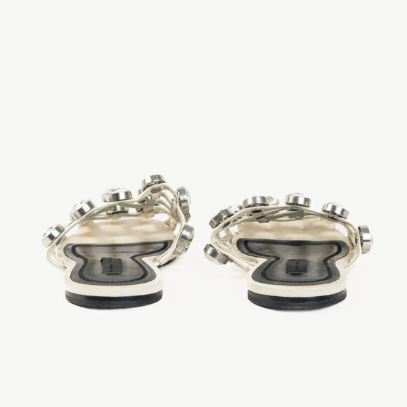 Alexander Wang Amelia White Crystal-Studded Cage Mules - Picture 4 of 9